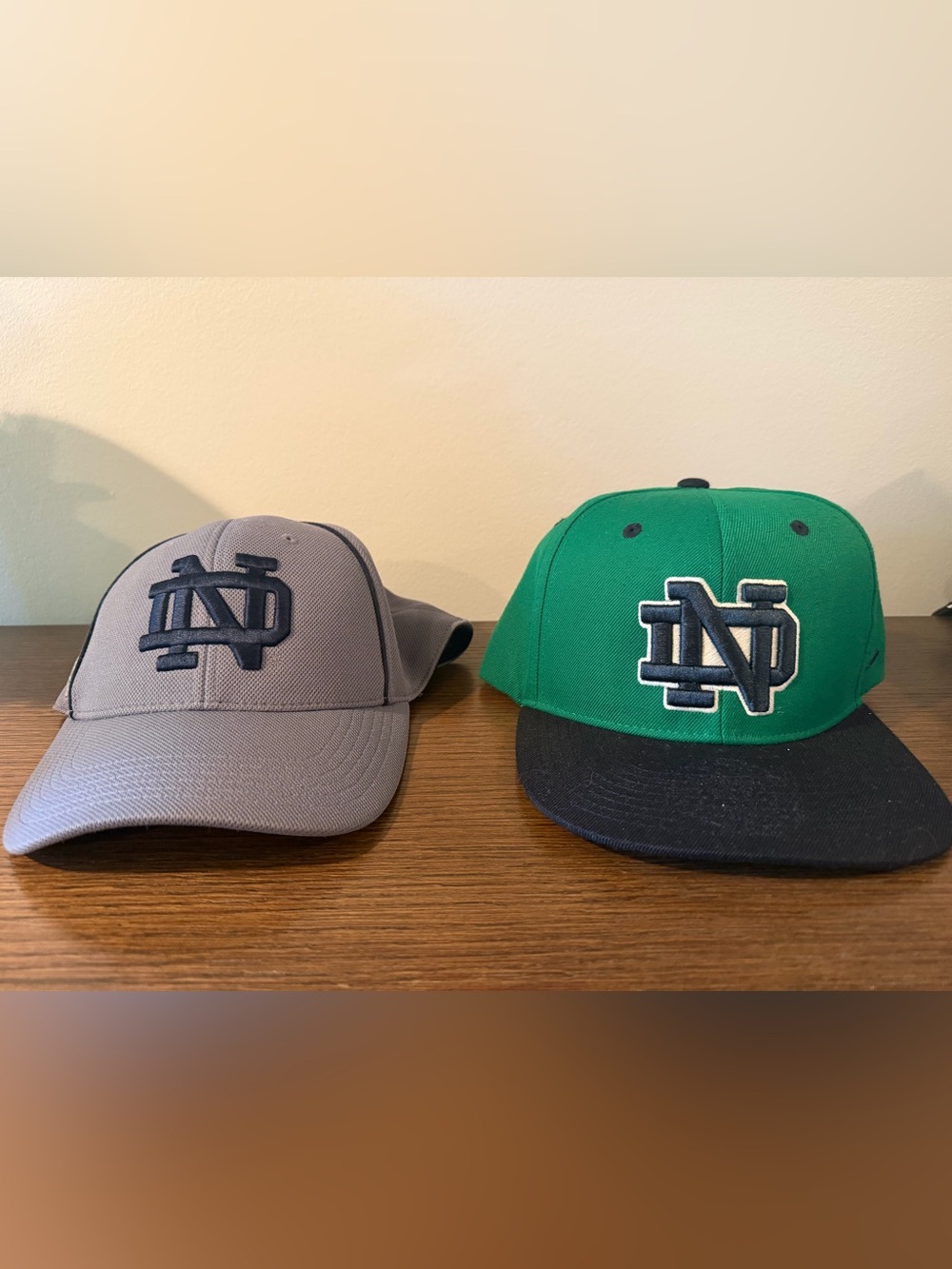 Two Notre Dame hats